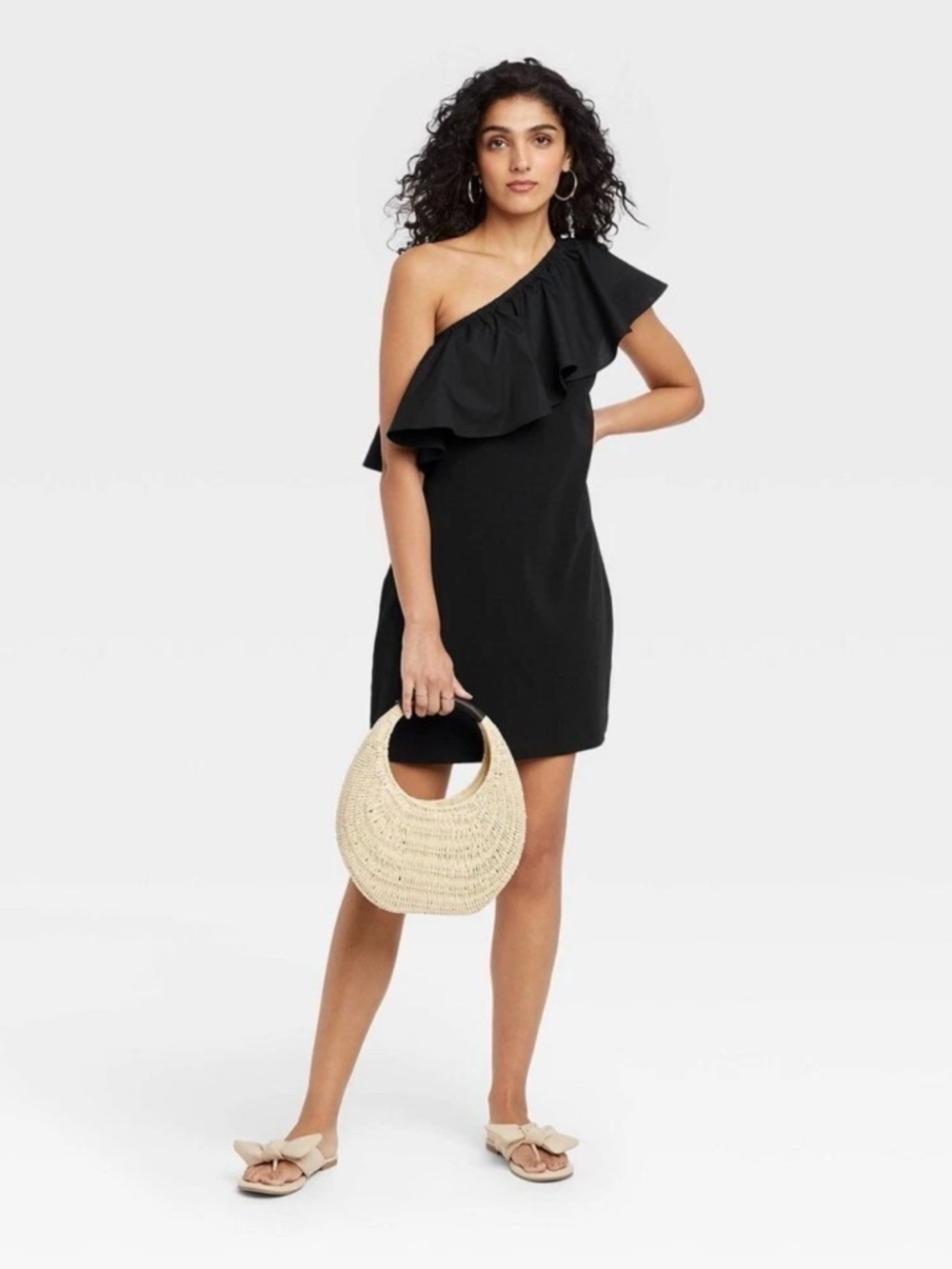 a new day Black One-Shoulder Ruffle Dress